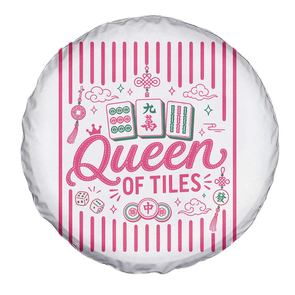 Queen Of Tiles Pink Mahjong Lover Game Night Graphic Spare Tire Cover TS10 Print Your Wear