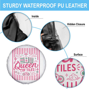 Queen Of Tiles Pink Mahjong Lover Game Night Graphic Spare Tire Cover TS10 Print Your Wear