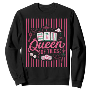 Queen Of Tiles Pink Mahjong Lover Game Night Graphic Sweatshirt