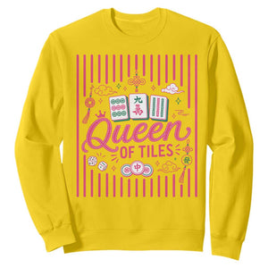 Queen Of Tiles Pink Mahjong Lover Game Night Graphic Sweatshirt