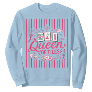 Queen Of Tiles Pink Mahjong Lover Game Night Graphic Sweatshirt