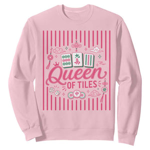 Queen Of Tiles Pink Mahjong Lover Game Night Graphic Sweatshirt