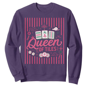 Queen Of Tiles Pink Mahjong Lover Game Night Graphic Sweatshirt