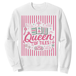 Queen Of Tiles Pink Mahjong Lover Game Night Graphic Sweatshirt