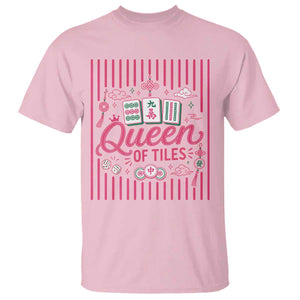 Queen Of Tiles Pink Mahjong Lover Game Night Graphic T Shirt