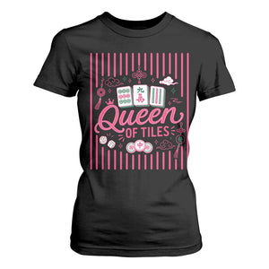 Queen Of Tiles Pink Mahjong Lover Game Night Graphic T Shirt For Women