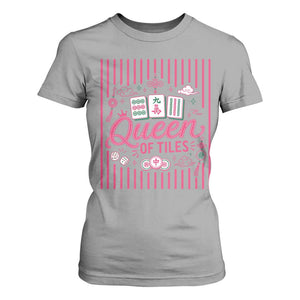Queen Of Tiles Pink Mahjong Lover Game Night Graphic T Shirt For Women