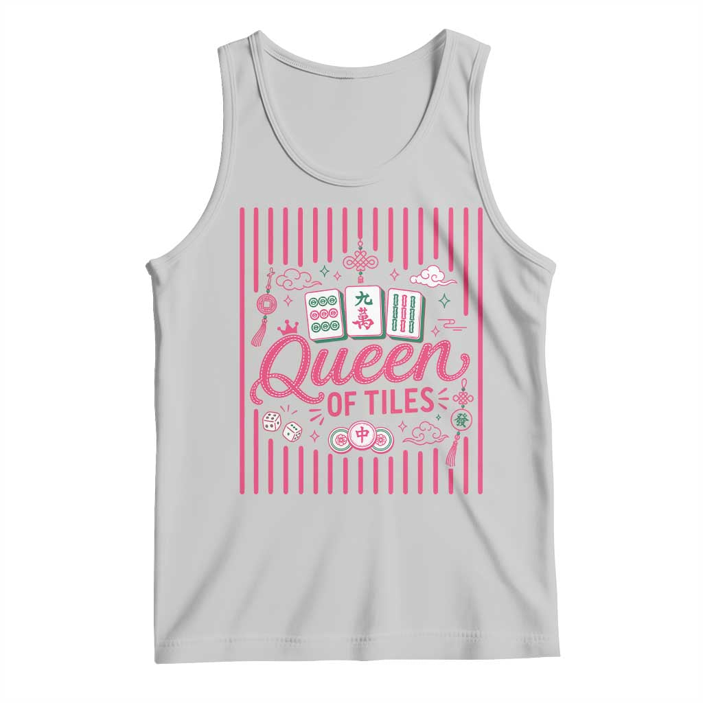 Queen Of Tiles Pink Mahjong Lover Game Night Graphic Tank Top
