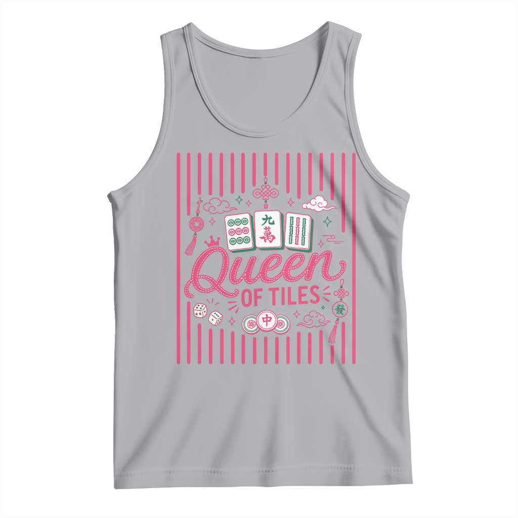 Queen Of Tiles Pink Mahjong Lover Game Night Graphic Tank Top