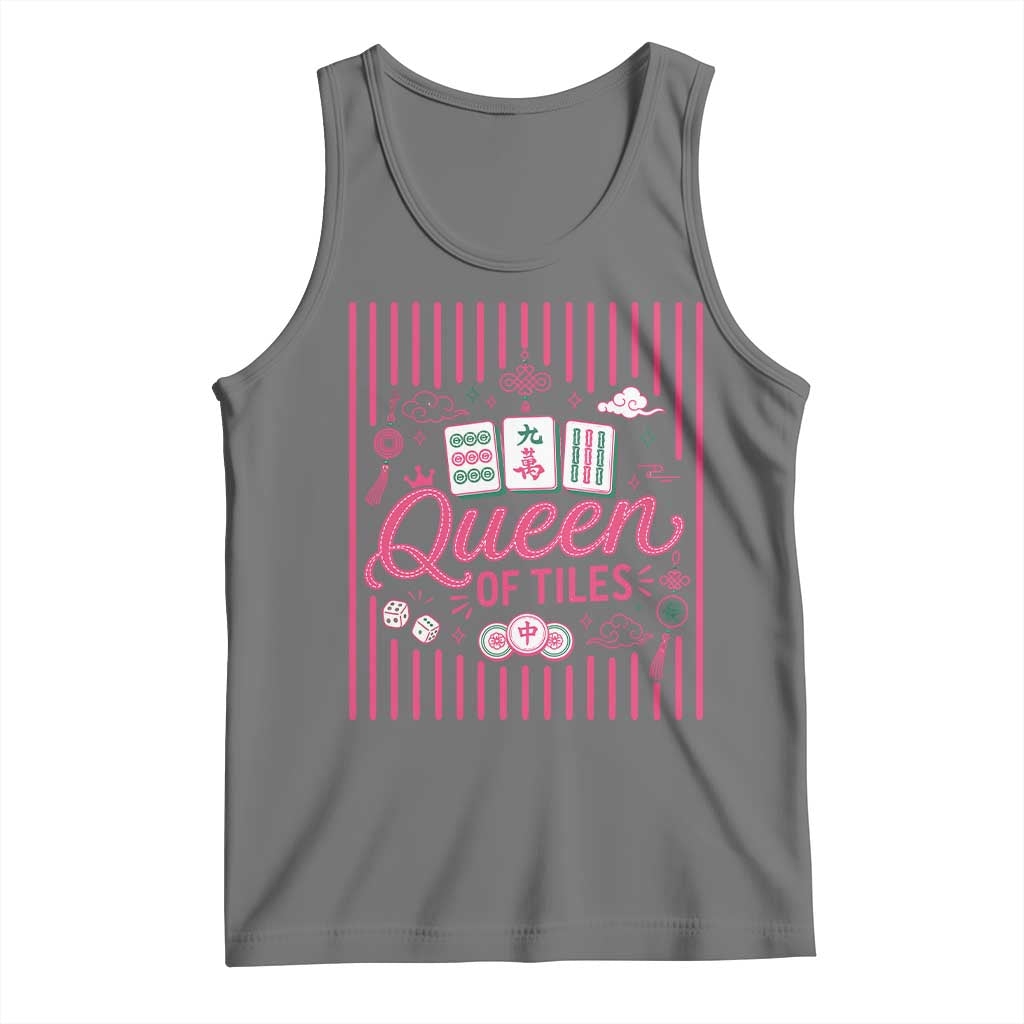 Queen Of Tiles Pink Mahjong Lover Game Night Graphic Tank Top