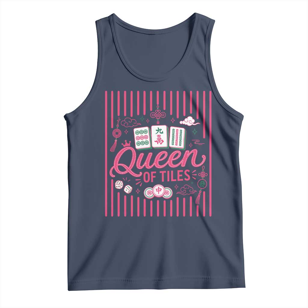 Queen Of Tiles Pink Mahjong Lover Game Night Graphic Tank Top