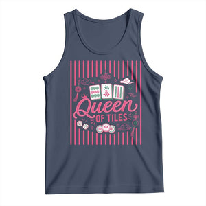 Queen Of Tiles Pink Mahjong Lover Game Night Graphic Tank Top