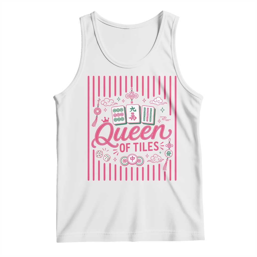 Queen Of Tiles Pink Mahjong Lover Game Night Graphic Tank Top