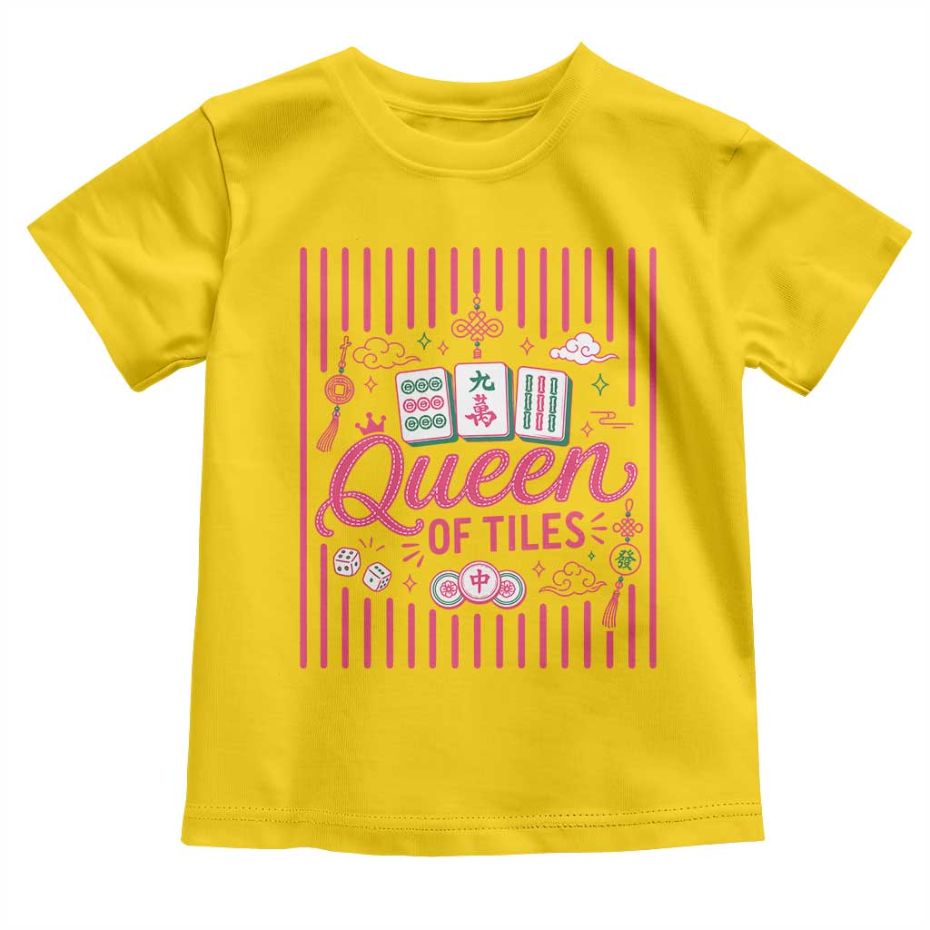 Queen Of Tiles Pink Mahjong Lover Game Night Graphic Toddler T Shirt