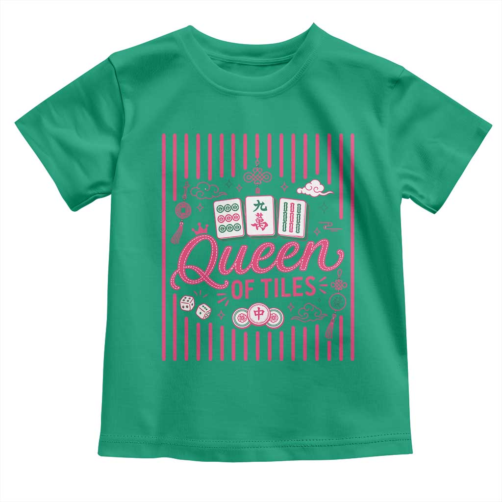 Queen Of Tiles Pink Mahjong Lover Game Night Graphic Toddler T Shirt