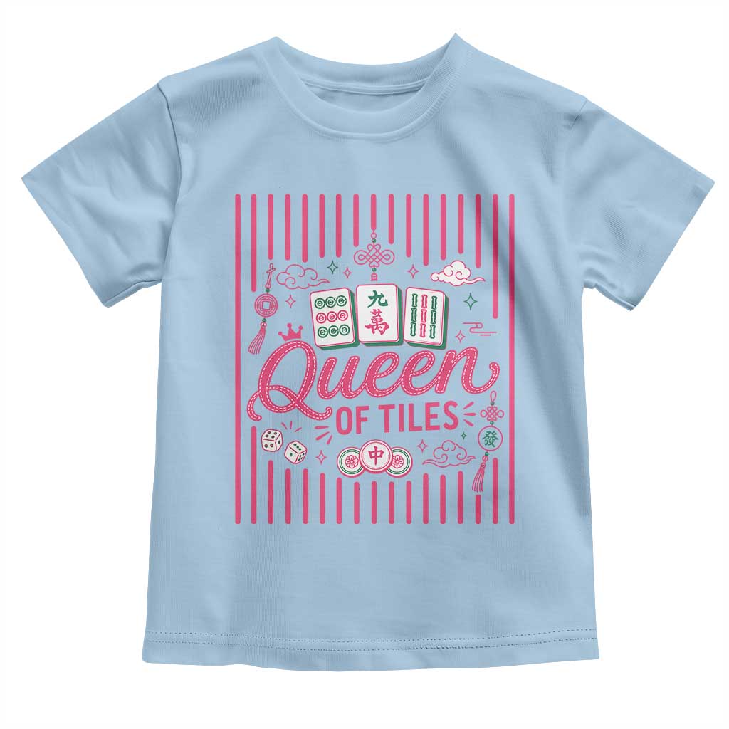 Queen Of Tiles Pink Mahjong Lover Game Night Graphic Toddler T Shirt