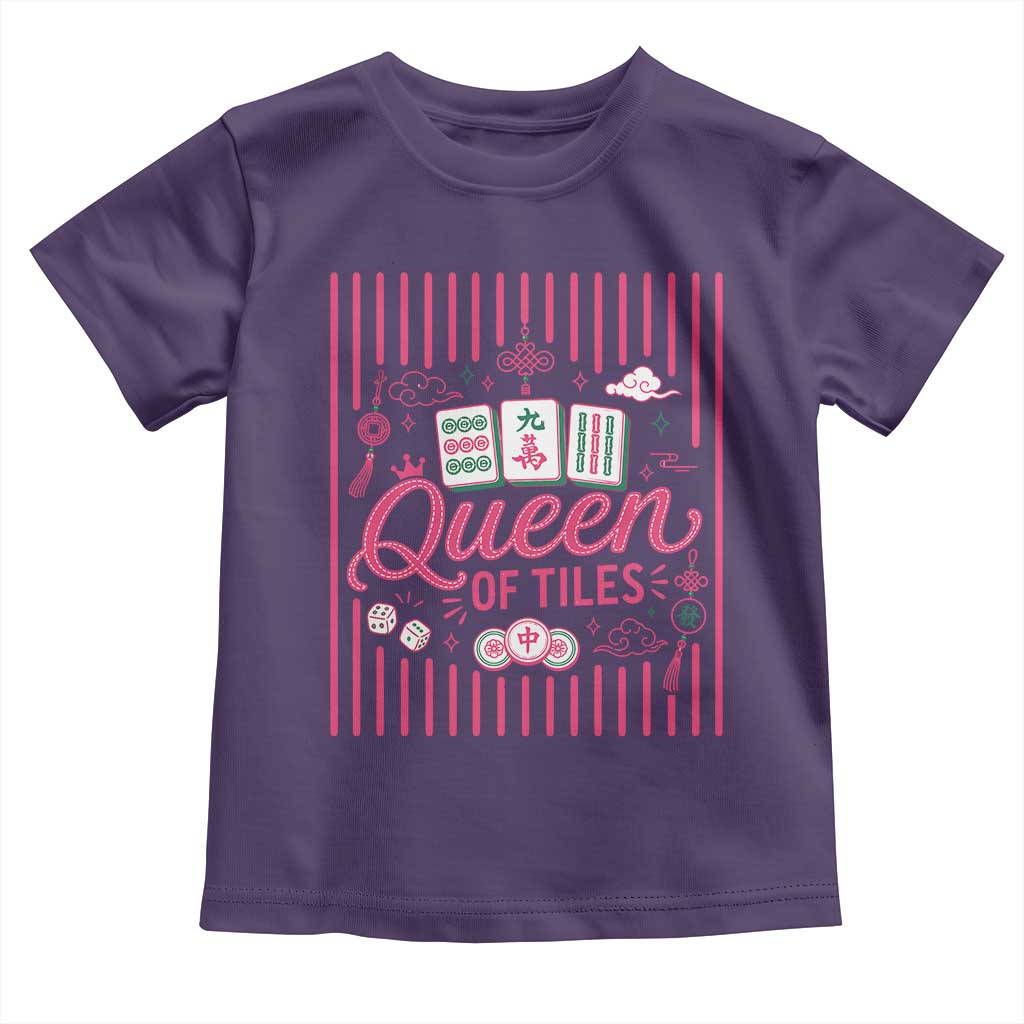 Queen Of Tiles Pink Mahjong Lover Game Night Graphic Toddler T Shirt
