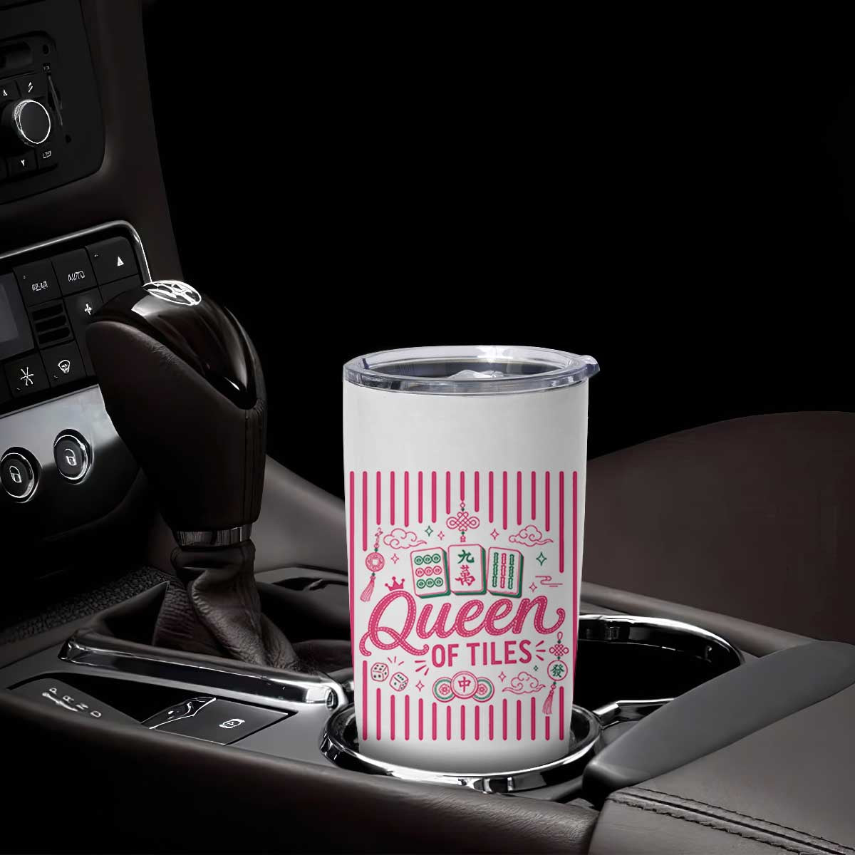 Queen Of Tiles Pink Mahjong Lover Game Night Graphic Tumbler Cup