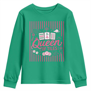 Queen Of Tiles Pink Mahjong Lover Game Night Graphic Youth Sweatshirt