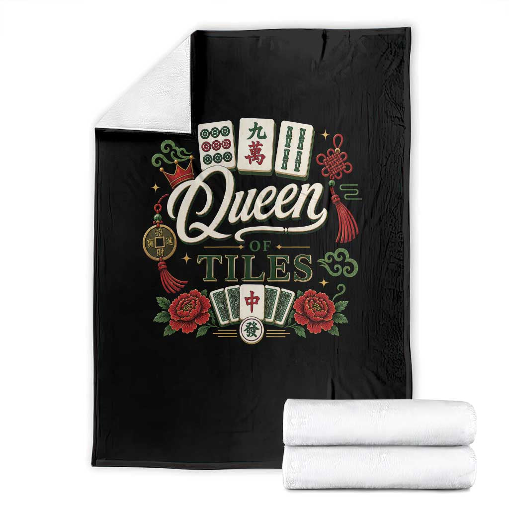Mahjong Lovers Throw Blanket Queen Of Tiles Game Night Graphic TS10 Black Print Your Wear