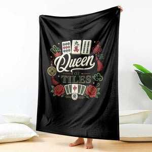 Mahjong Lovers Throw Blanket Queen Of Tiles Game Night Graphic