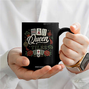 Mahjong Lovers Coffee Mug Queen Of Tiles Game Night Graphic