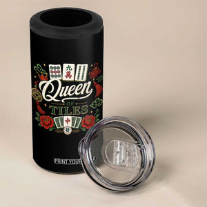 Mahjong Lovers 4 in 1 Can Cooler Tumbler Queen Of Tiles Game Night Graphic