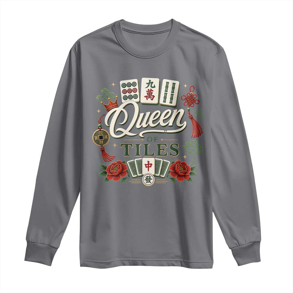 Mahjong Lovers Long Sleeve Shirt Queen Of Tiles Game Night Graphic