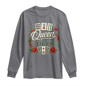 Mahjong Lovers Long Sleeve Shirt Queen Of Tiles Game Night Graphic