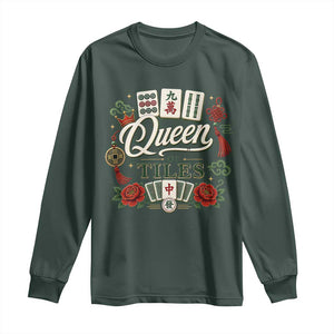 Mahjong Lovers Long Sleeve Shirt Queen Of Tiles Game Night Graphic