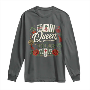 Mahjong Lovers Long Sleeve Shirt Queen Of Tiles Game Night Graphic