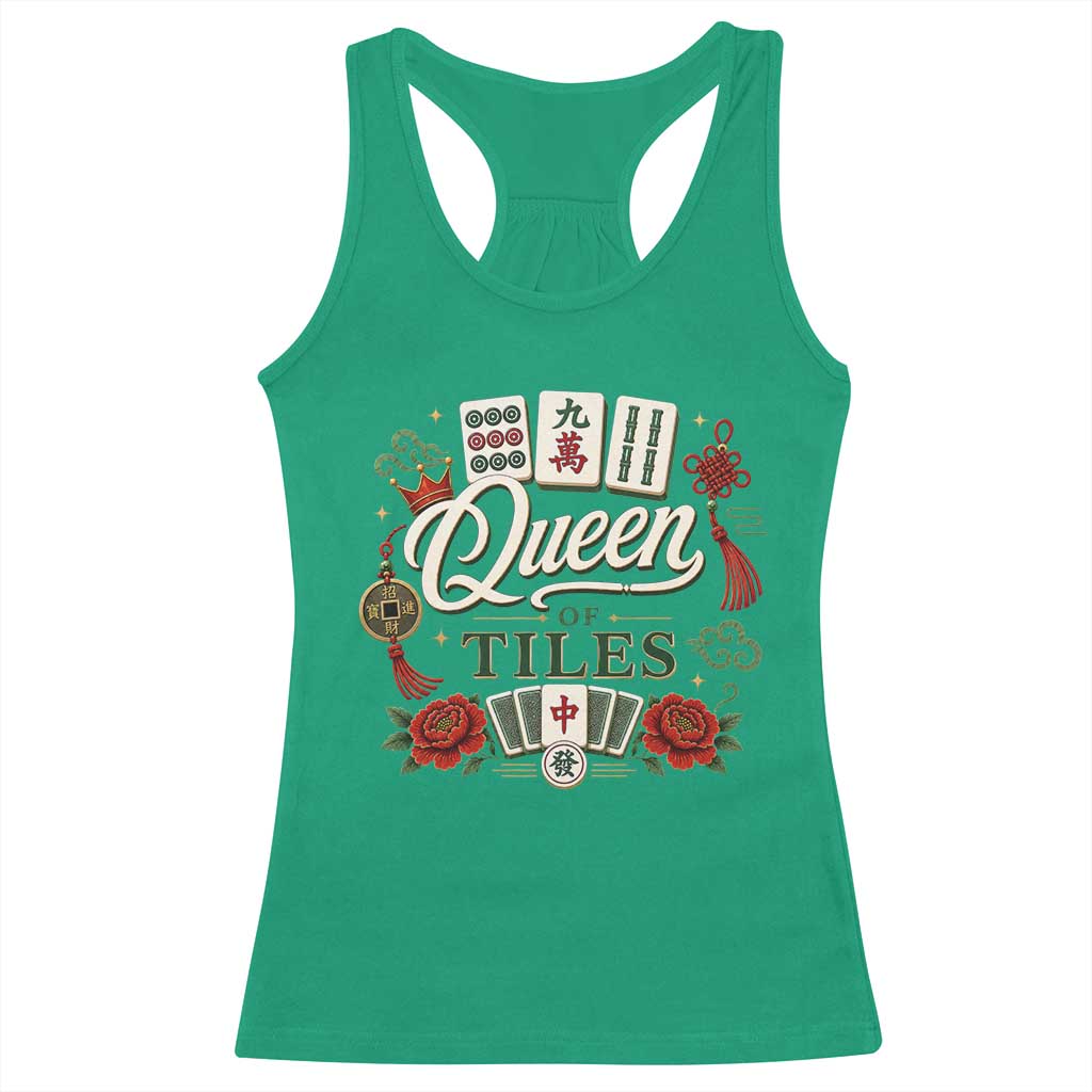 Mahjong Lovers Racerback Tank Top Queen Of Tiles Game Night Graphic