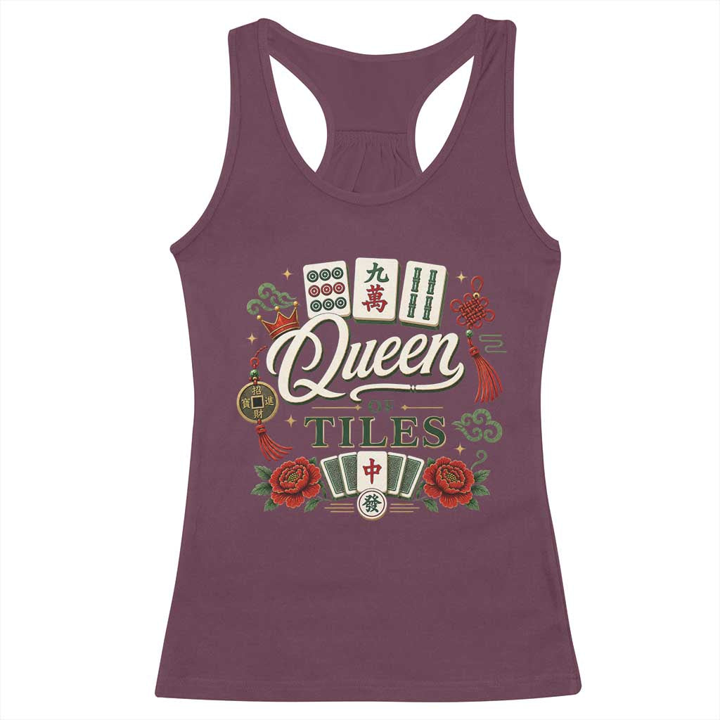 Mahjong Lovers Racerback Tank Top Queen Of Tiles Game Night Graphic