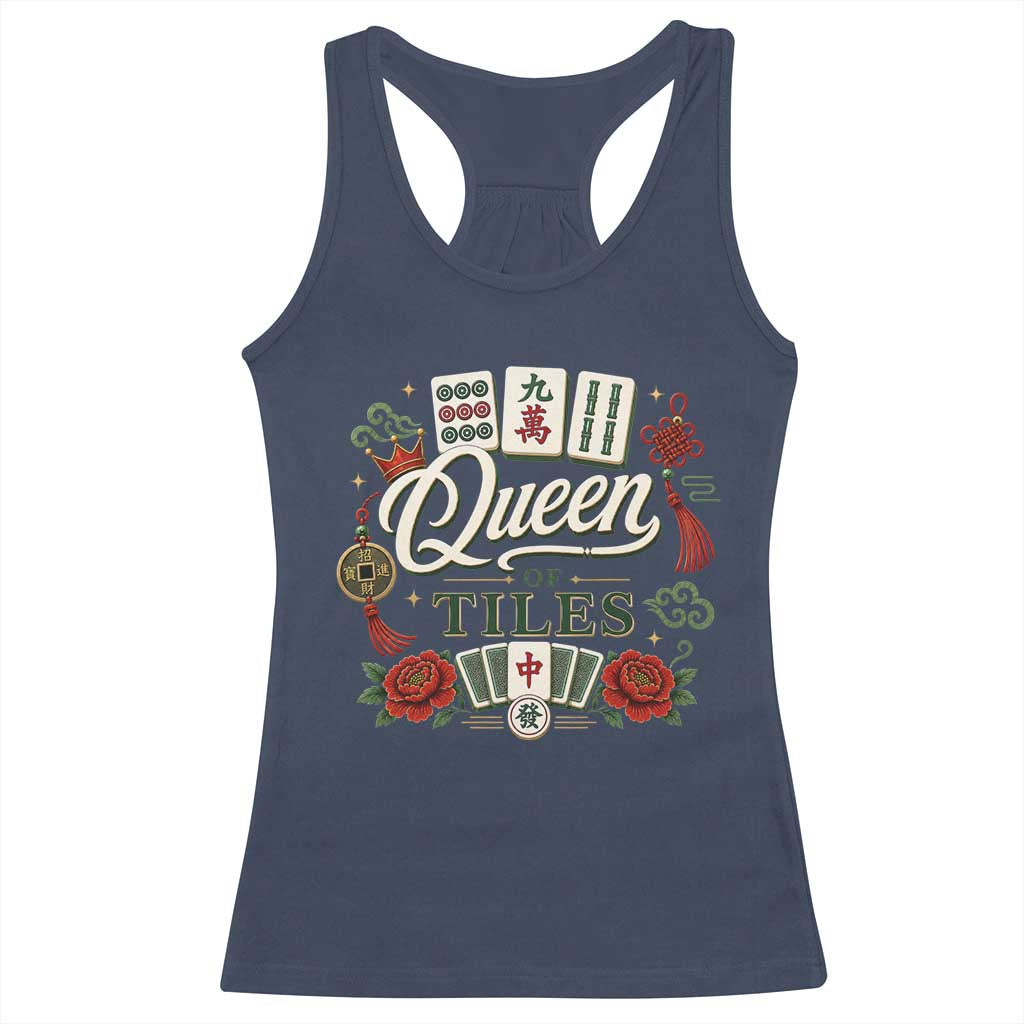 Mahjong Lovers Racerback Tank Top Queen Of Tiles Game Night Graphic