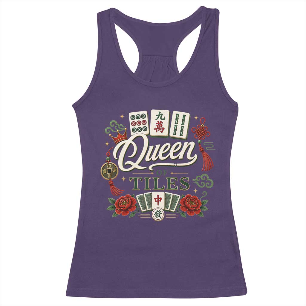 Mahjong Lovers Racerback Tank Top Queen Of Tiles Game Night Graphic