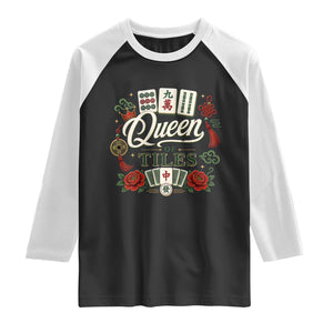 Mahjong Lovers Raglan Shirt Queen Of Tiles Game Night Graphic