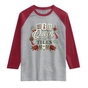 Mahjong Lovers Raglan Shirt Queen Of Tiles Game Night Graphic