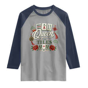 Mahjong Lovers Raglan Shirt Queen Of Tiles Game Night Graphic
