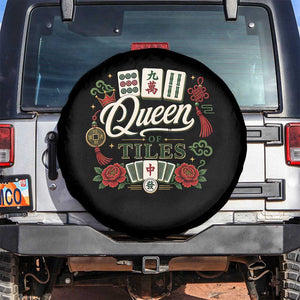 Mahjong Lovers Spare Tire Cover Queen Of Tiles Game Night Graphic TS10 No hole Black Print Your Wear