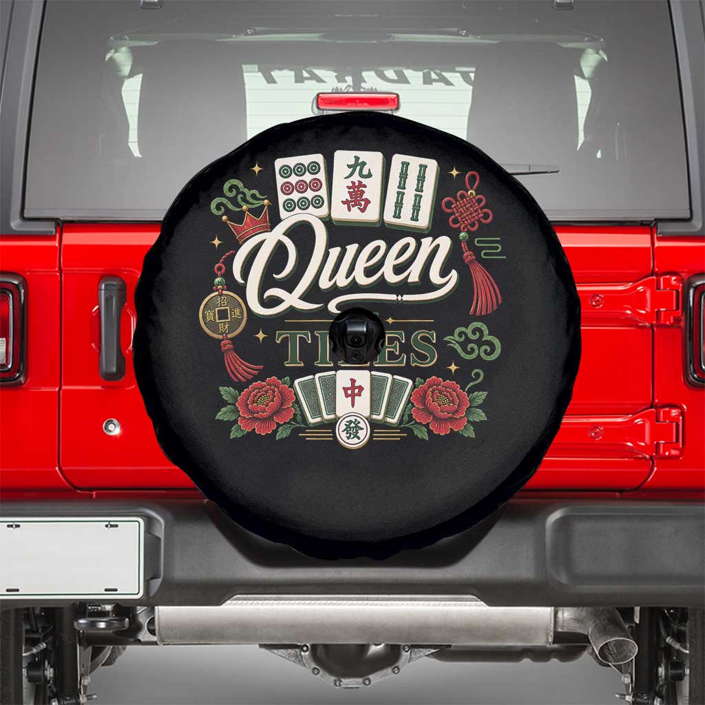 Mahjong Lovers Spare Tire Cover Queen Of Tiles Game Night Graphic TS10 Black Print Your Wear