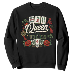Mahjong Lovers Sweatshirt Queen Of Tiles Game Night Graphic