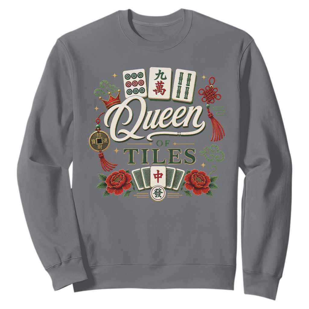 Mahjong Lovers Sweatshirt Queen Of Tiles Game Night Graphic