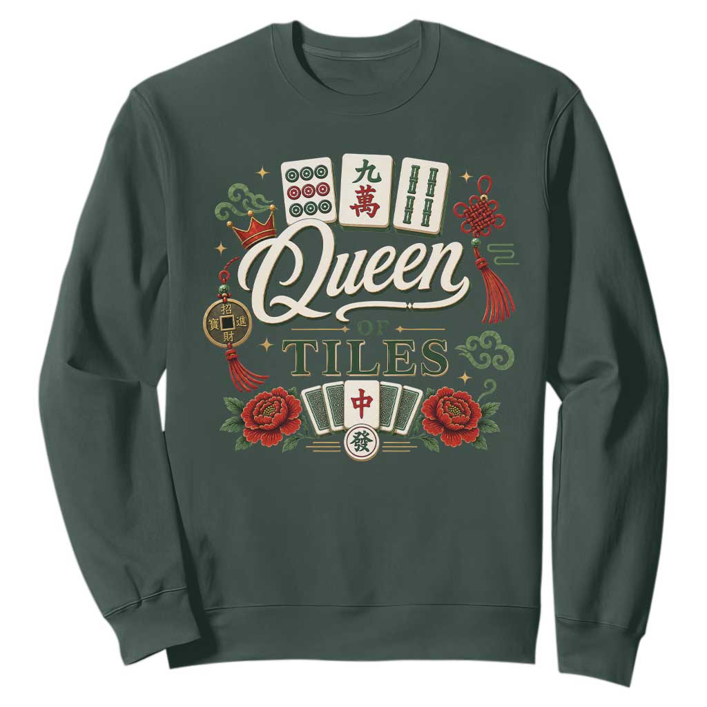 Mahjong Lovers Sweatshirt Queen Of Tiles Game Night Graphic