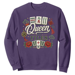 Mahjong Lovers Sweatshirt Queen Of Tiles Game Night Graphic