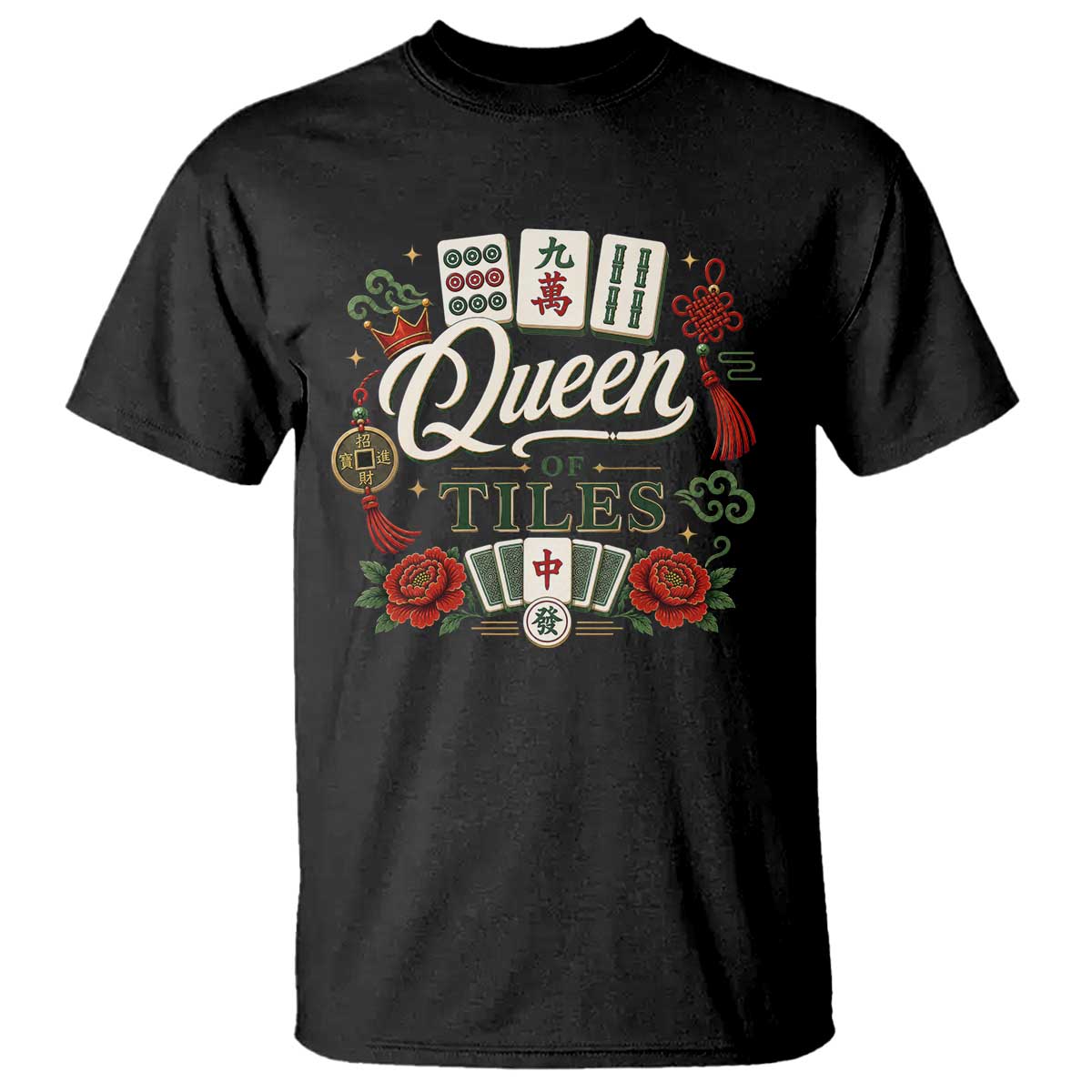 Mahjong Lovers T Shirt Queen Of Tiles Game Night Graphic TS10 Black Print Your Wear