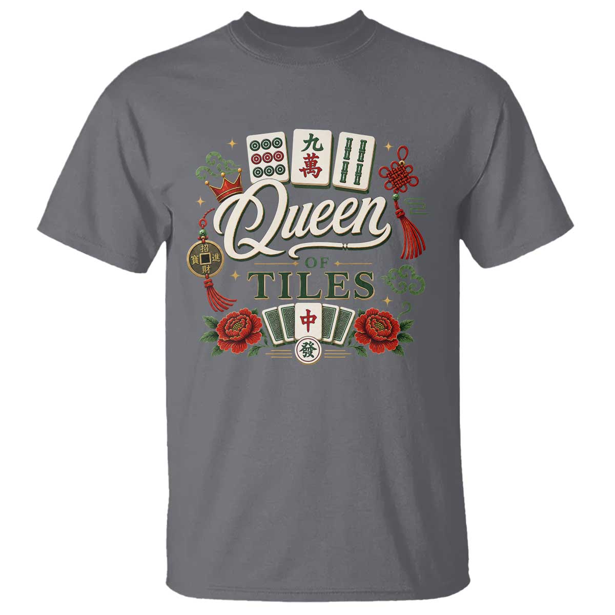 Mahjong Lovers T Shirt Queen Of Tiles Game Night Graphic