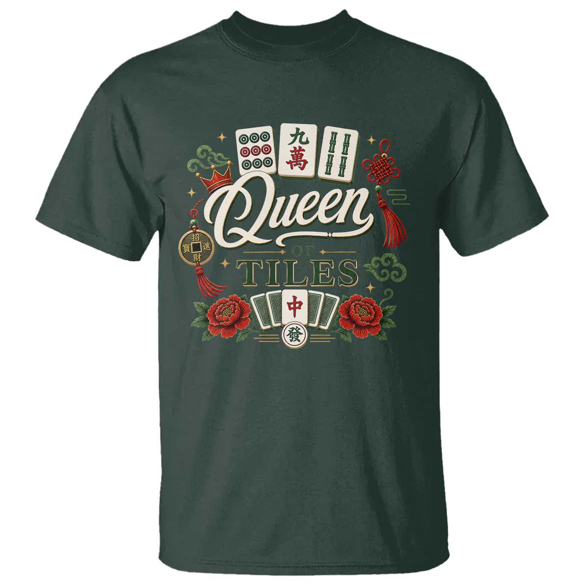 Mahjong Lovers T Shirt Queen Of Tiles Game Night Graphic