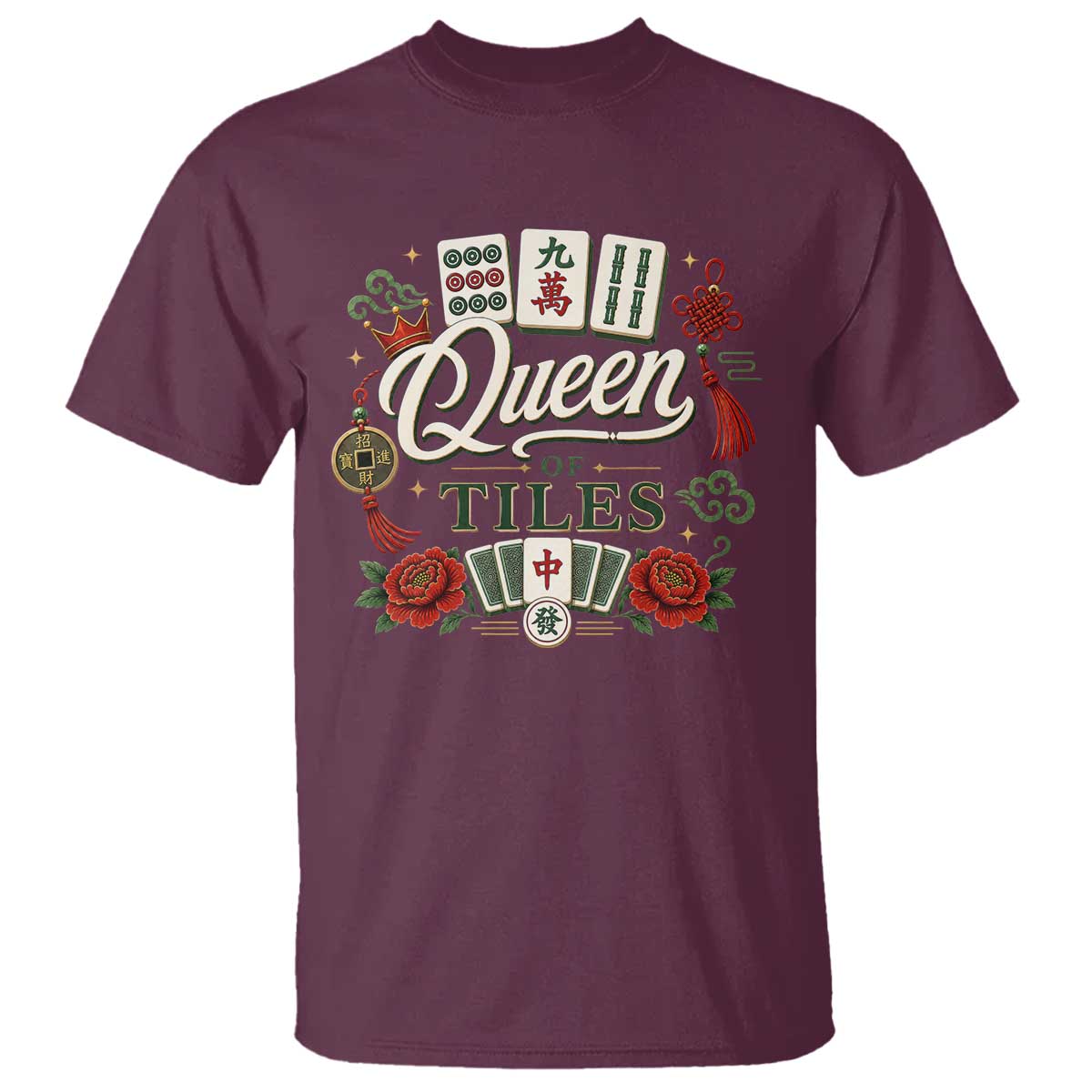 Mahjong Lovers T Shirt Queen Of Tiles Game Night Graphic
