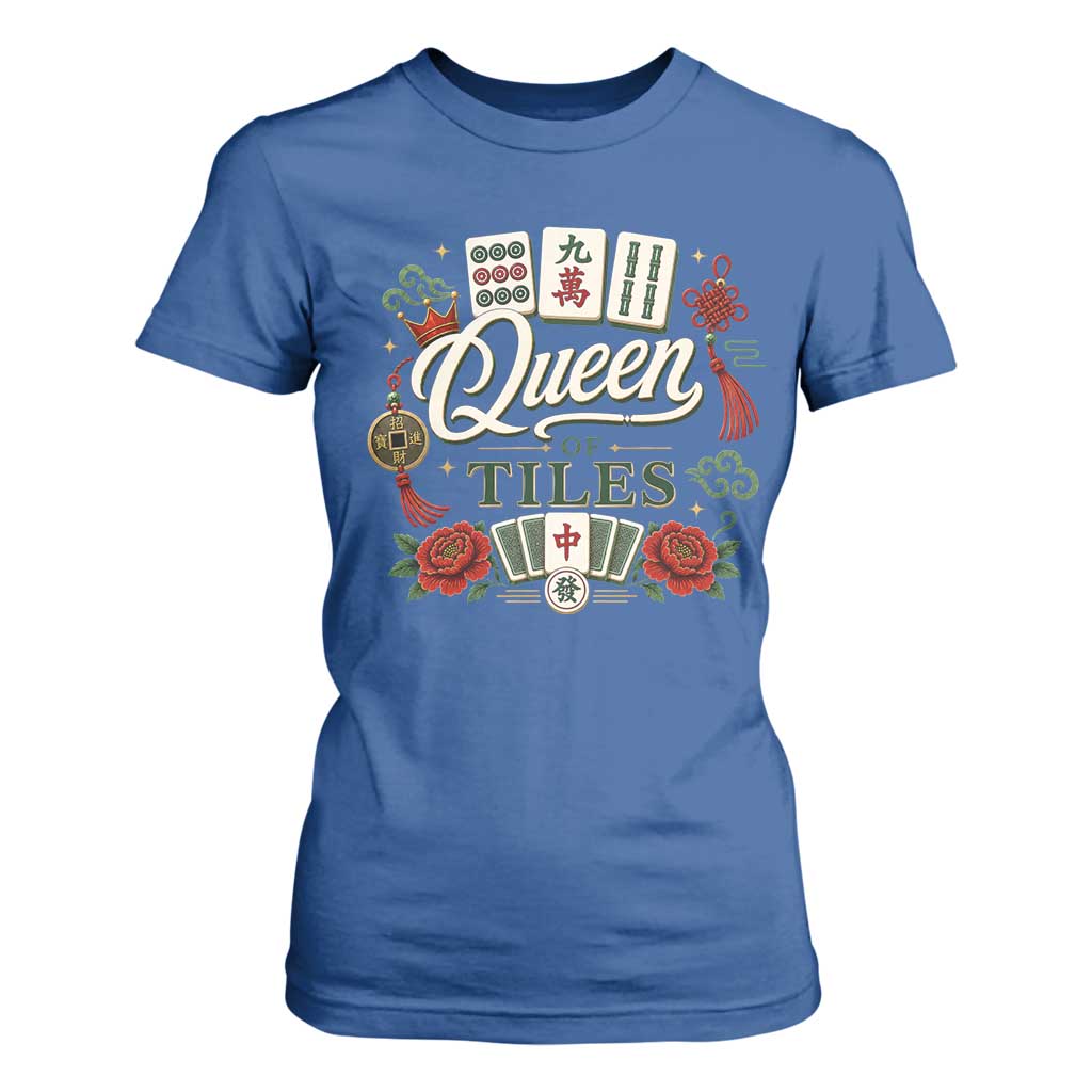 Mahjong Lovers T Shirt For Women Queen Of Tiles Game Night Graphic