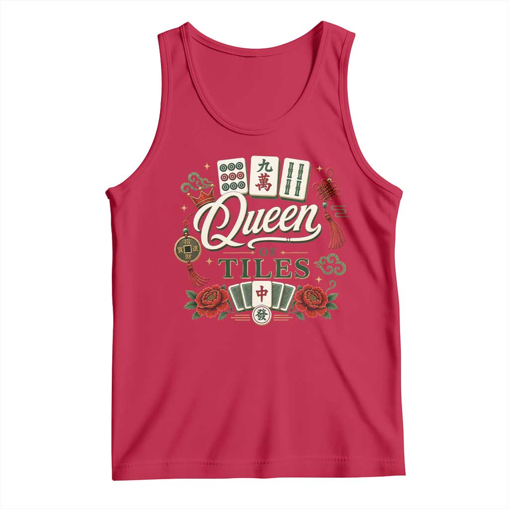 Mahjong Lovers Tank Top Queen Of Tiles Game Night Graphic
